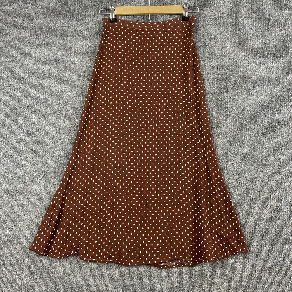 Reformation Skirt 4 Bea A Line Midi Skirt Polka Dot Brown Feminine Cottagecore - Picture 4 of 13